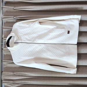 Women's LL Bean Quilted Full-Zip Cream Color Sweatshirt Size Medium